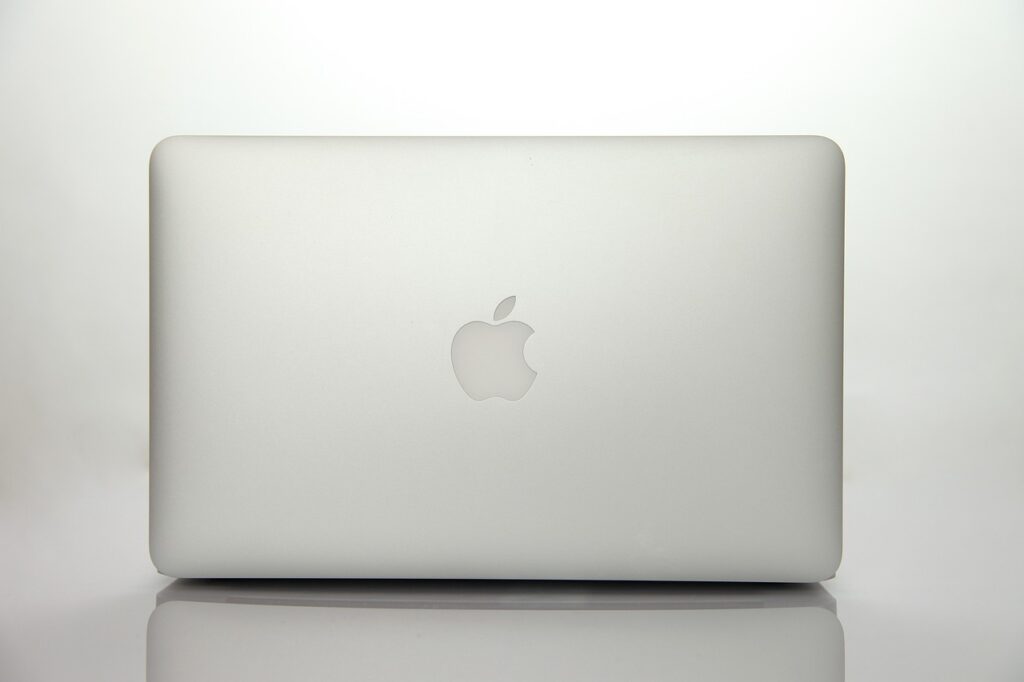 apple, laptop, still life